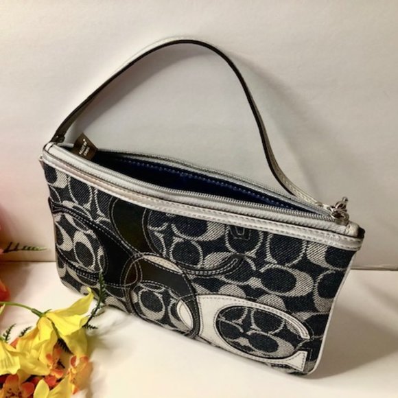 Coach Wristlet Blue and Gray Denim Purse - Picture 10 of 11